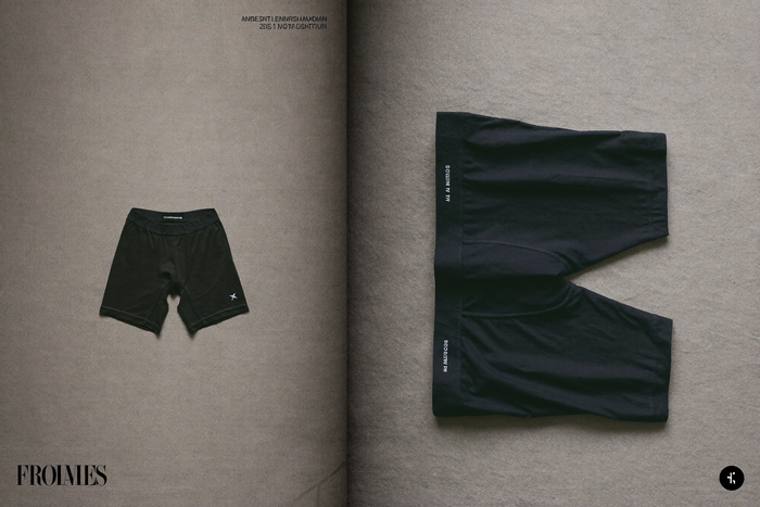 Folded compression shorts on bone surface, editorial product still