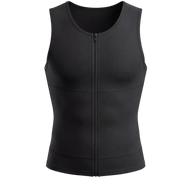 Black waist training vest on a white background