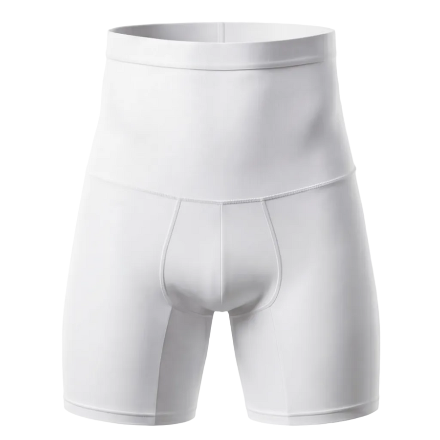 Multiple views of the UNDR full-leg compression base layer in white