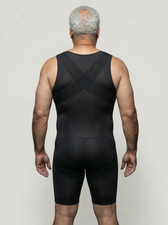 Rear view of the UNDR Extended Lower Compression Layer in black