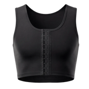Black waist trainer with button details on a white background