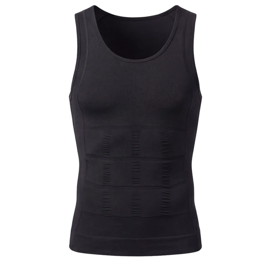 UNDR Core Support Compression Vest Tank Top in black, flat lay