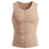 UNDR Zip Closure Compression Vest in beige, flat lay with zip detail