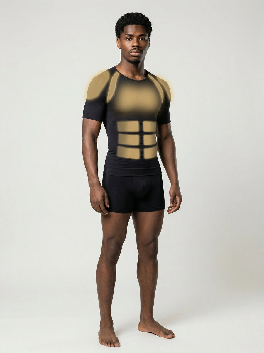 UNDR Posture Control Compression T-Shirt with gold stitch detail