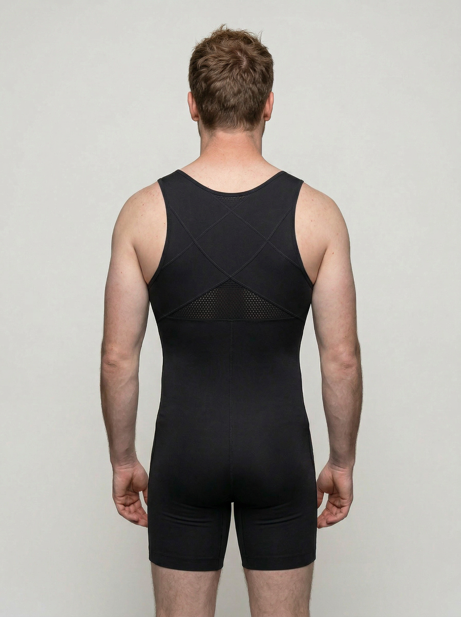 Rear view of the UNDR Full Compression Body in black