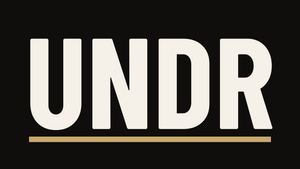 White 'UNDR' logo on a black background
